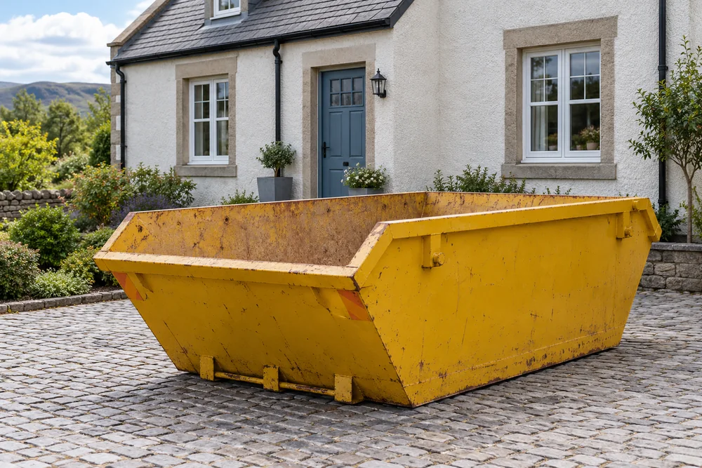 Yellow skip ready for a household clear-out